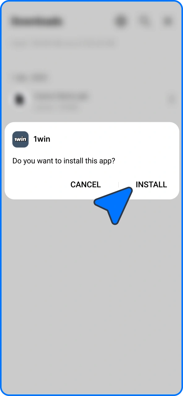 Locate the downloaded 1win APK file