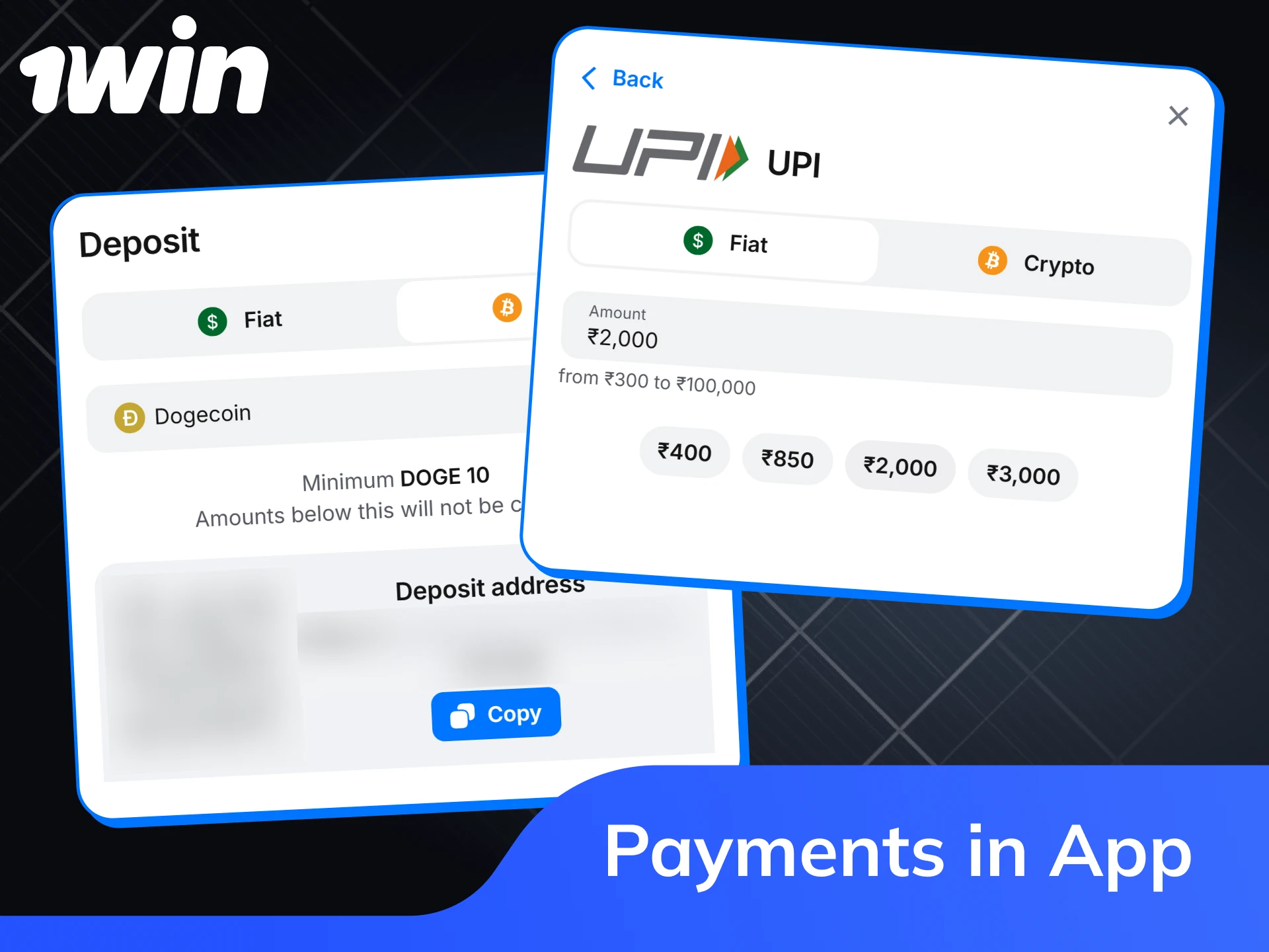 Payment methods in the 1win application for Indian players