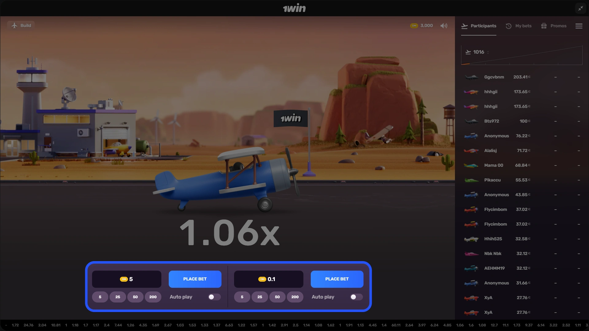 Control your stakes directly by placing manual bets in the 1win Aviatrix game.
