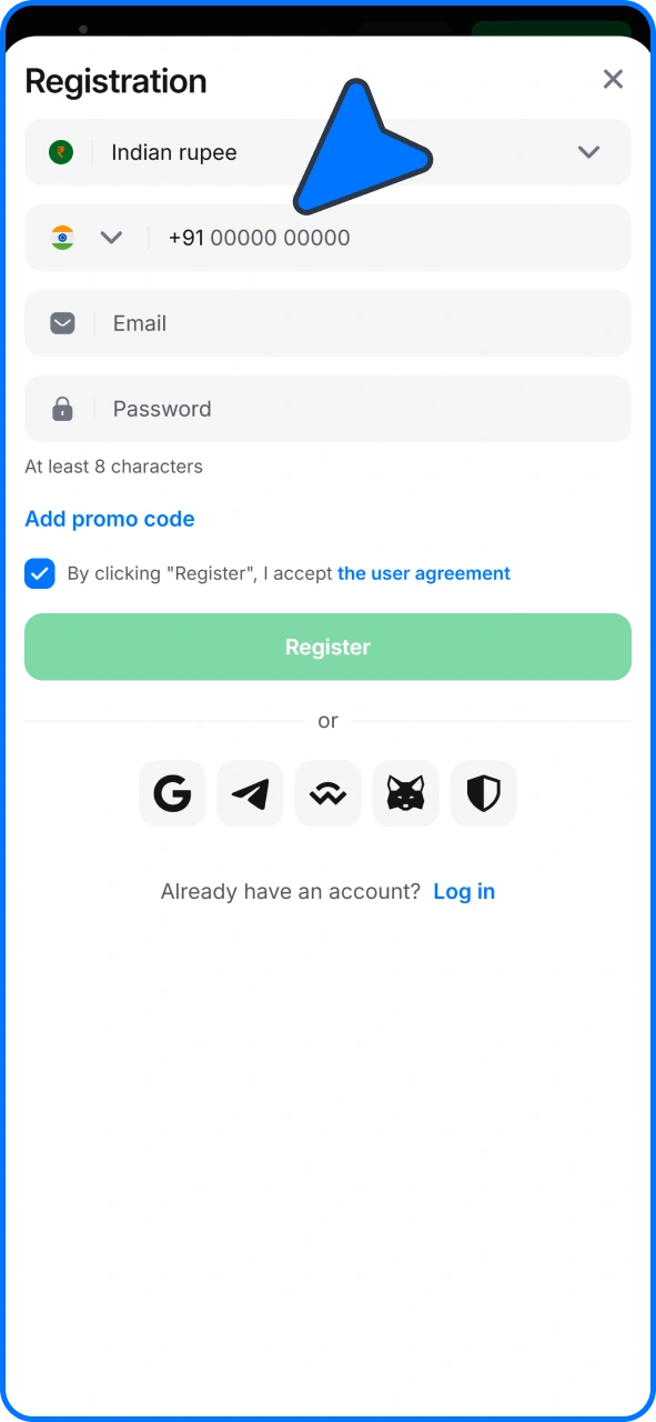 1win registration page