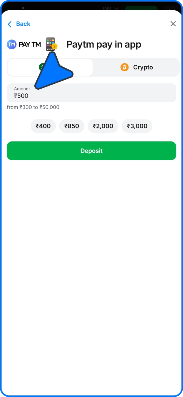 Enter the Deposit Amount